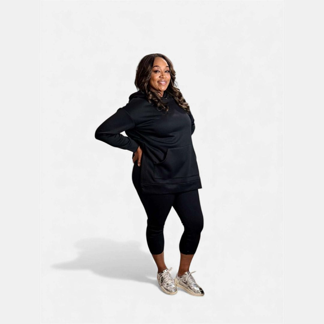 Solid Color Hoodie and Ribbed Leggings