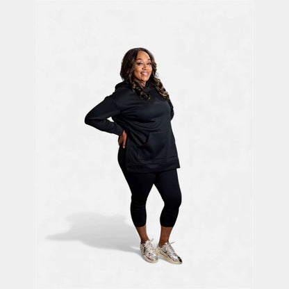 Solid Color Hoodie and Ribbed Leggings