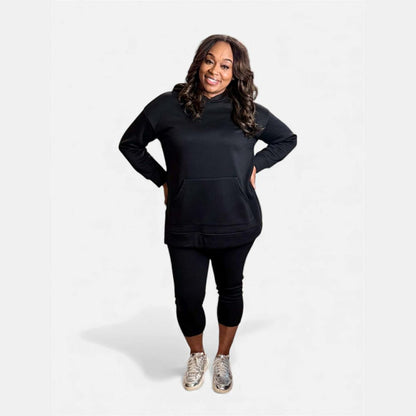 Solid Color Hoodie and Ribbed Leggings