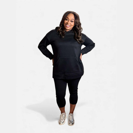 Solid Color Hoodie and Ribbed Leggings