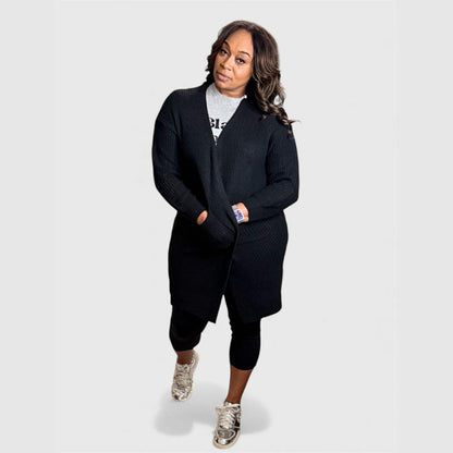 Mid Length Solid Color Loose Cardigan