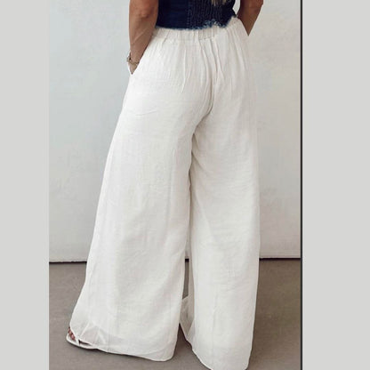 High Waist Drawstring Wide Leg Palazzo Pants