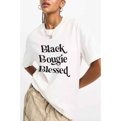 Black Bougie Blessed Women Graphic Tee: White