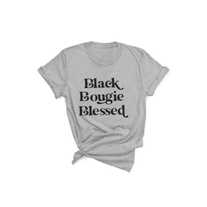 Black Bougie Blessed Women Graphic Tee: White