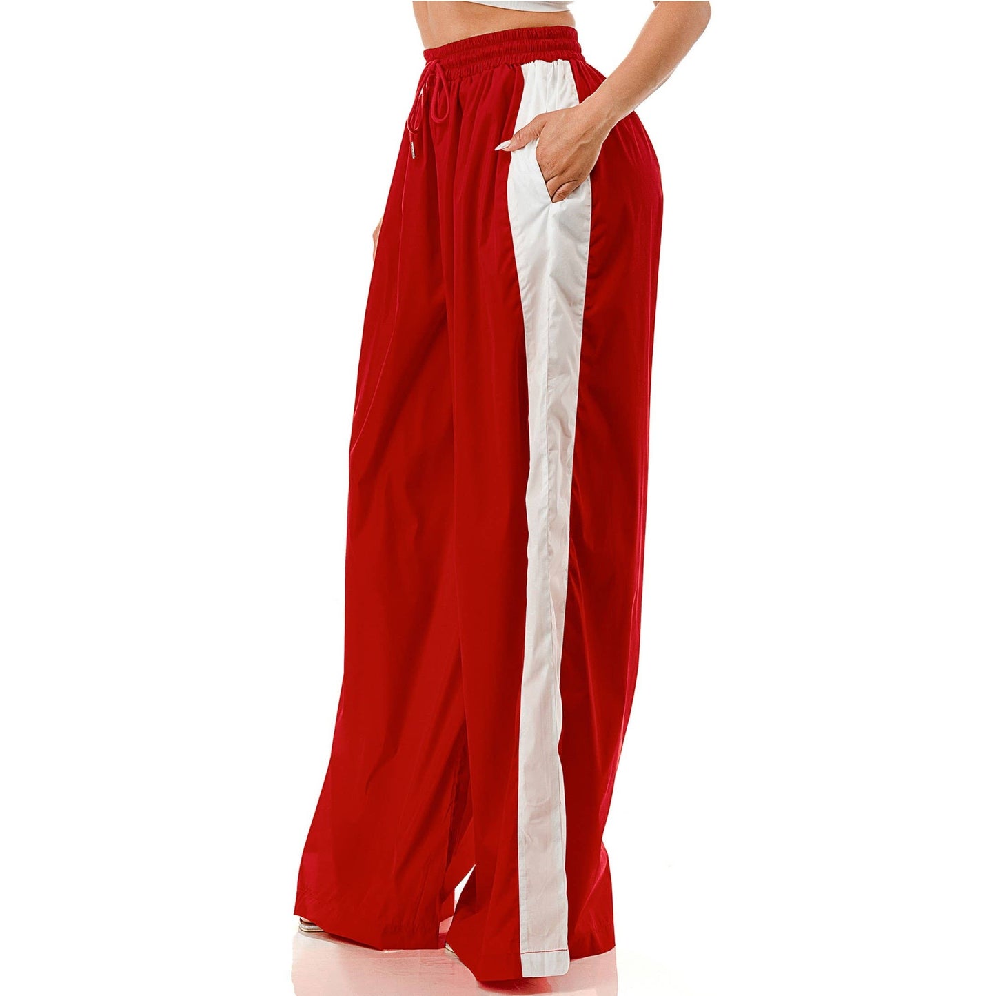 Drawstring Elastic Waist Wide Leg Palazzo Pants