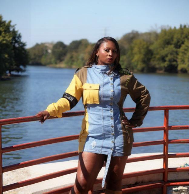 Front Button Long Sleeve Denim Mini Dress