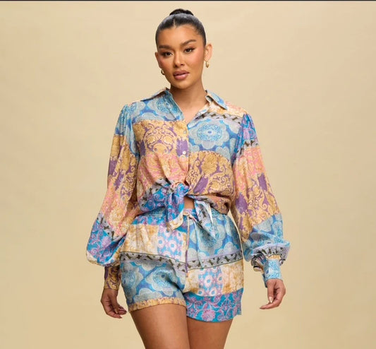 Spring Paisley Short Set